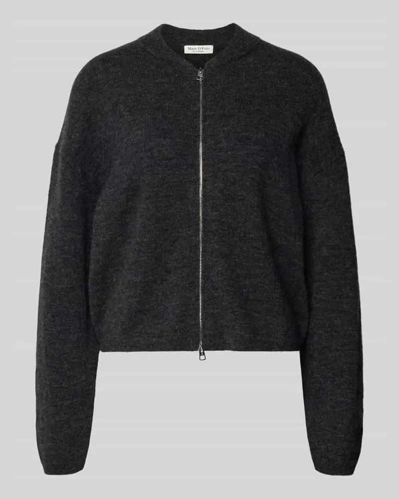 Marc O'Polo Regular Fit Strickjacke aus Schurwoll-Alpaka-Mix Dunkelgrau