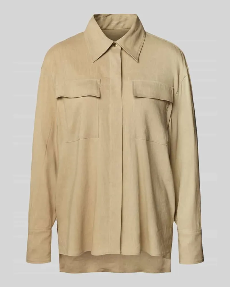Marc Cain Regular Fit Bluse mit verdeckter Knopfleiste Sand