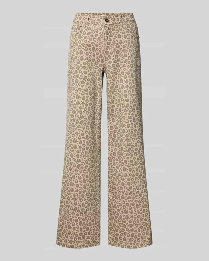 Milano Italy Flared Jeans im Animal-Look Beige
