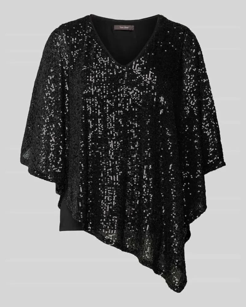 Vera Mont Cocktailshirt mit Pailletten und V-Ausschnitt Black