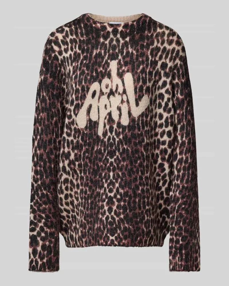 OH APRIL Strickpullover im Leo-Look mit Rundhalsausschnitt Modell 'Moani Mittelbraun