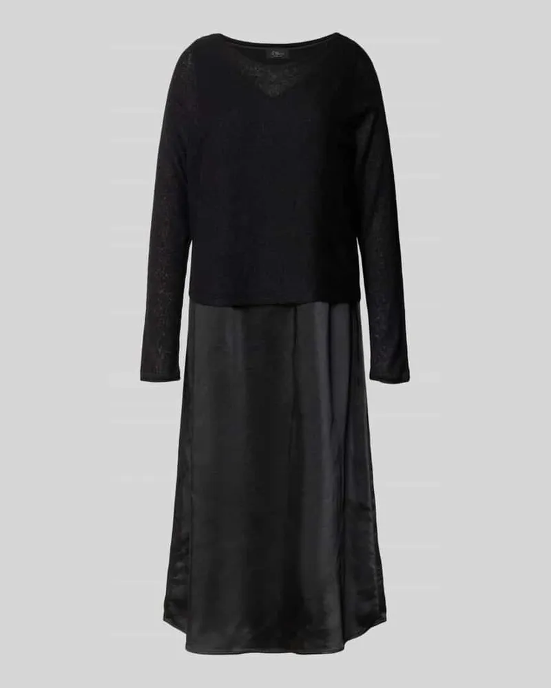 S.Oliver Fließendes Freizeitkleid im Set mit Cropped Pullover mit Woll-Anteil Black