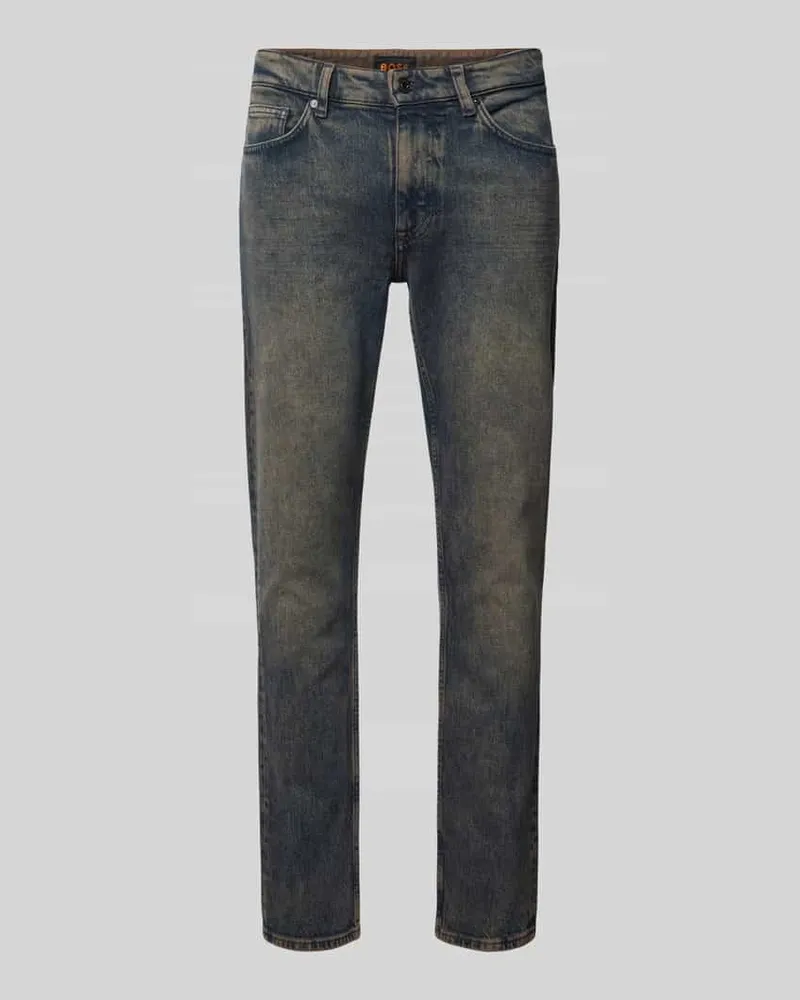 HUGO BOSS Slim Fit Jeans mit 5-Pocket-Design Modell 'DELAWARE Dunkelblau