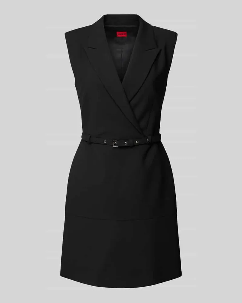 HUGO BOSS Minikleid mit Viskose-Anteil und Reverskragen Modell 'Kamilian Black