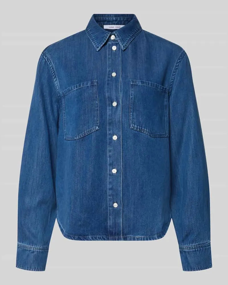 Samsøe & Samsøe Jeansbluse mit Brusttaschen Modell 'SABEXY Blau