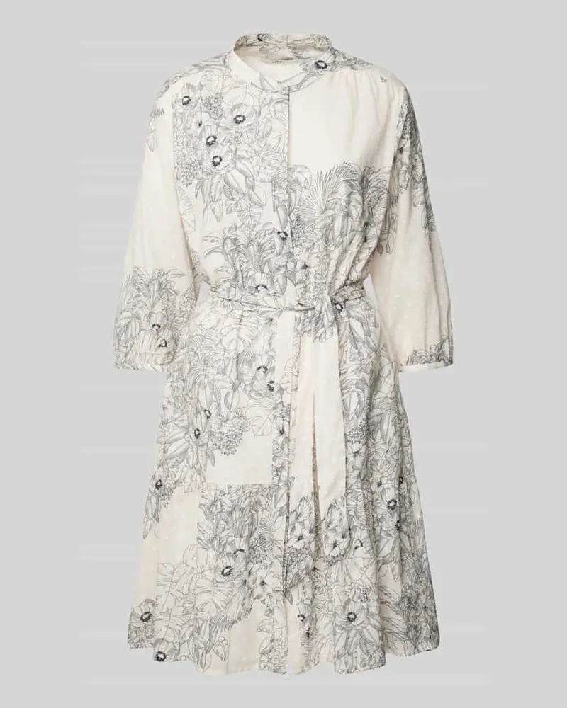 0039 Italy Knielanges Kleid mit Stehkragen Modell 'MILO Offwhite