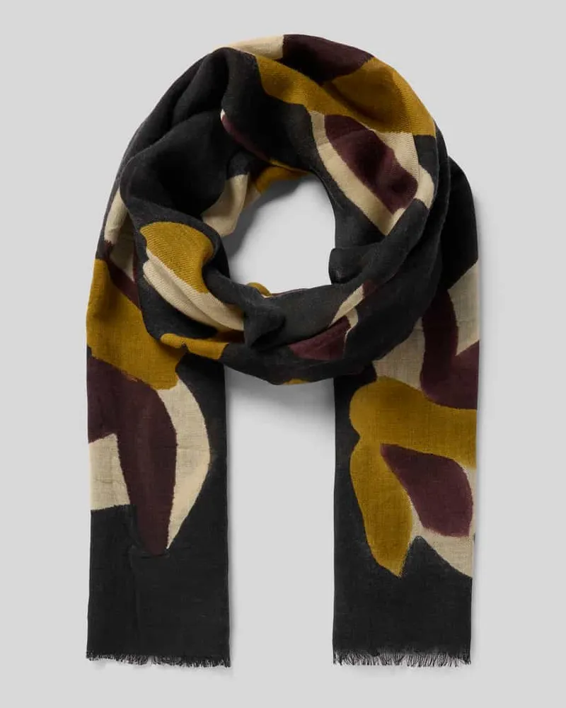 Altea Wollschal mit floralem Allover-Print Modell 'Blätter Oliv