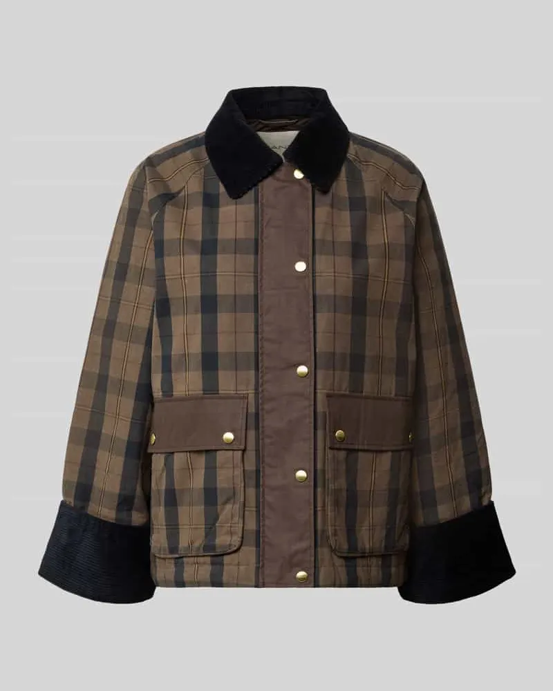 Gant Regular Fit Hemdjacke mit Allover-Muster Taupe