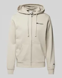 Champion Sweatjacke mit Label-Stitching Beige