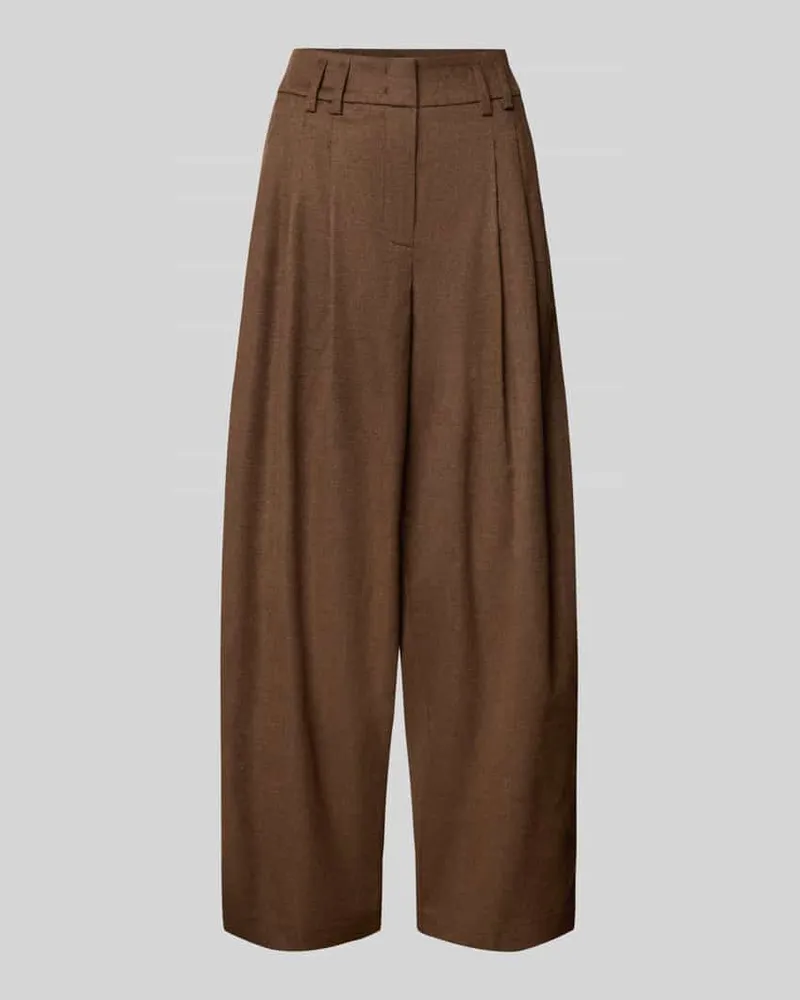 RAFFAELLO ROSSI  Regular Fit Weite Hose mit Viskose-Woll-Anteil Modell 'MAYLA 6/8 Mittelbraun