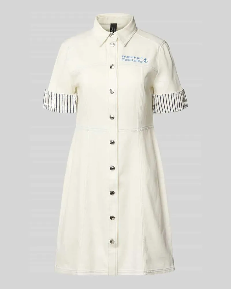 Marc Cain Knielanges Jeanskleid mit Stitching Weiss