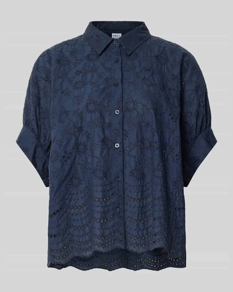 Emily van den Bergh Relaxed Fit Bluse mit Lochstickerei Blau