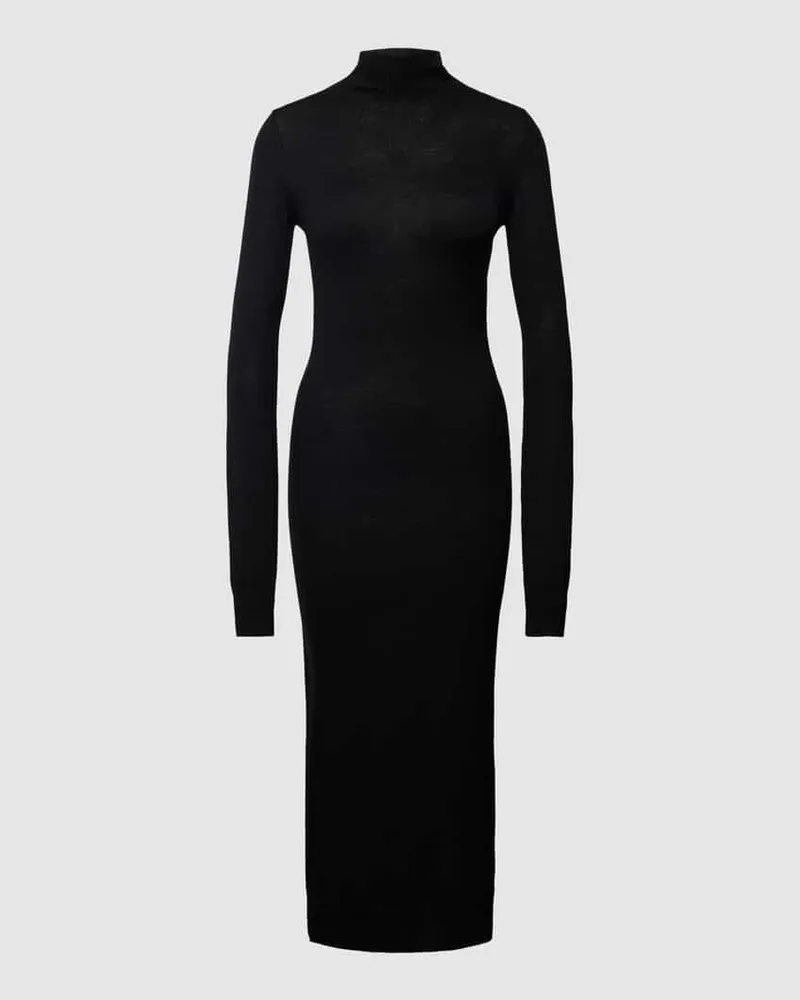 Filippa K Strickkleid in unifarbenem Design mit Stehkragen Black