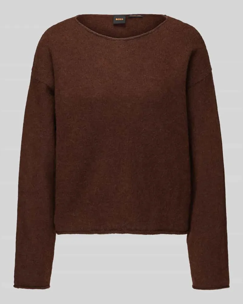 HUGO BOSS Regular Fit Pullover aus Alpaka-Mix mit Woll-Anteil Modell 'C_Follettino Mittelbraun