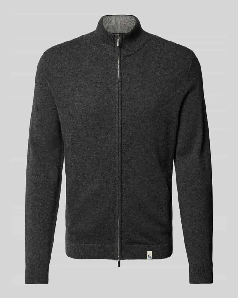 colours & sons Strickjacke aus Kaschmir mit Label-Detail Anthrazit