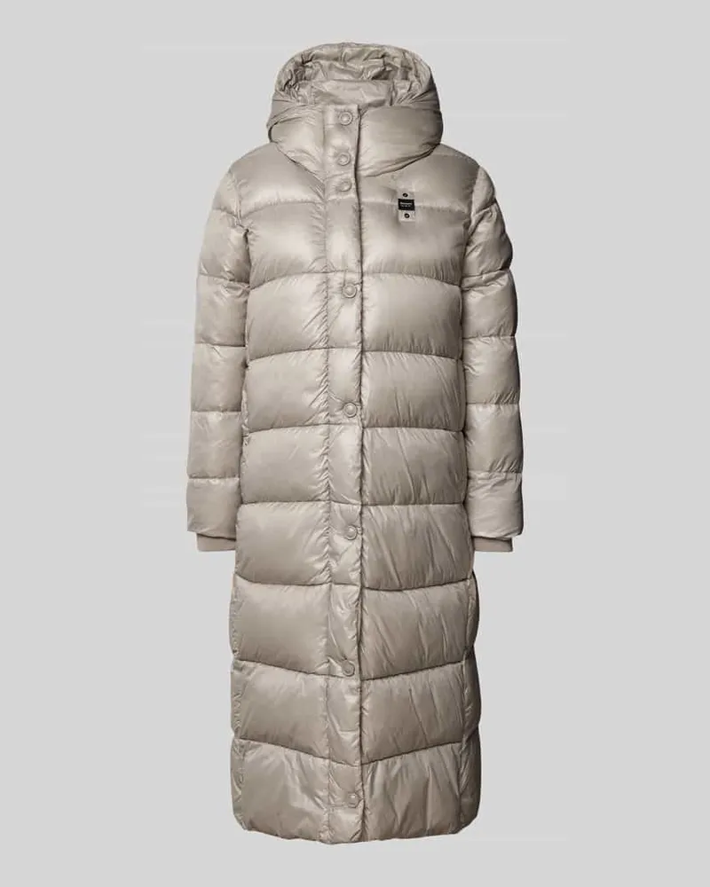 Blauer Regular Fit Steppmantel mit Kapuze Hellgrau