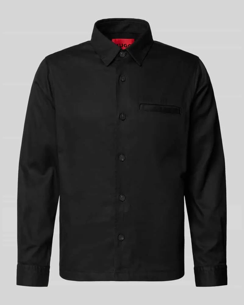 HUGO BOSS Regular Fit Hemdjacke aus Lyocell-Baumwoll-Mix Modell 'ENOCK Black