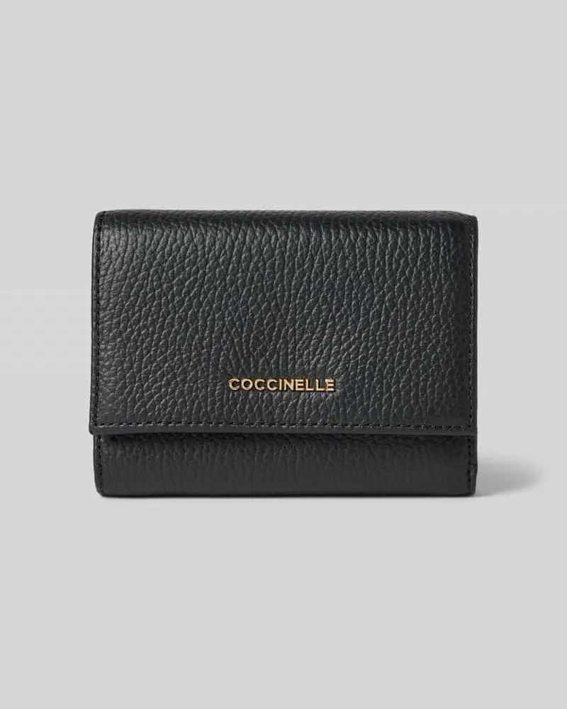 Coccinelle Portemonnaie mit Label-Detail Modell 'METALLIC SOFT Black