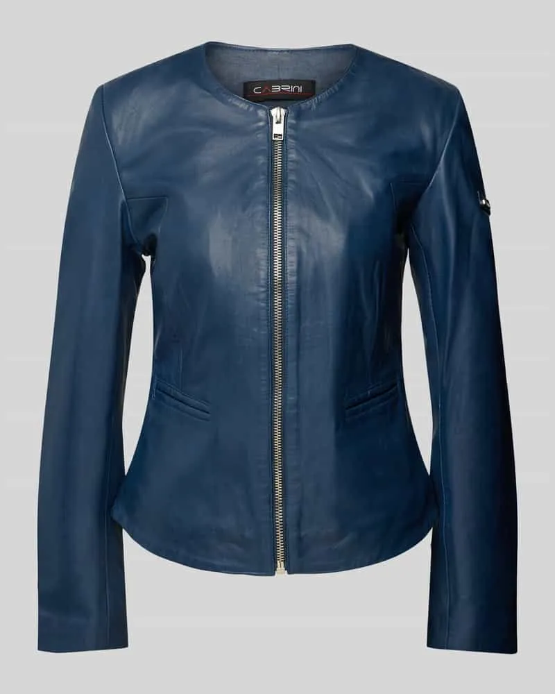CABRINI Shaped Fit Lederjacke aus echtem Lammnappa Blau