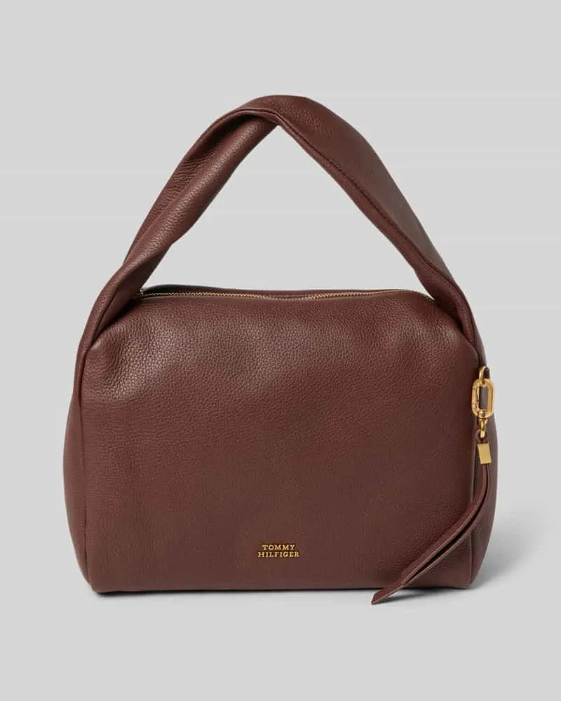 Tommy Hilfiger Henkeltasche aus echtem Rindsleder Dunkelbraun