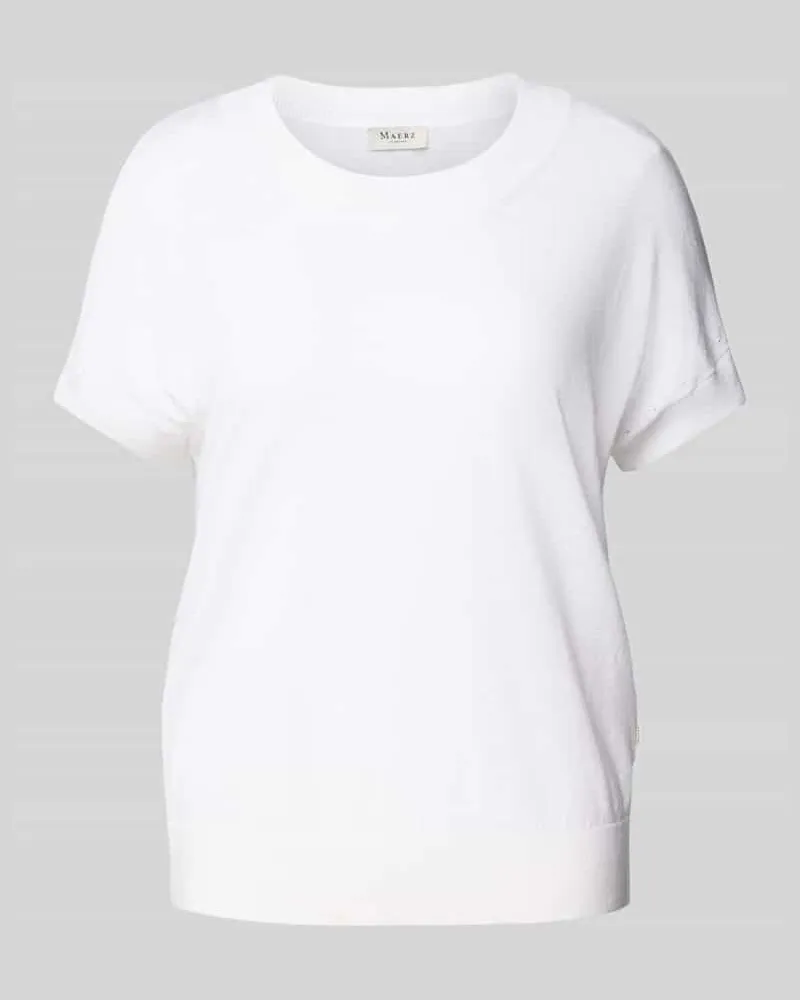 Maerz Strickshirt aus Baumwoll-Leinen-Mix Weiss