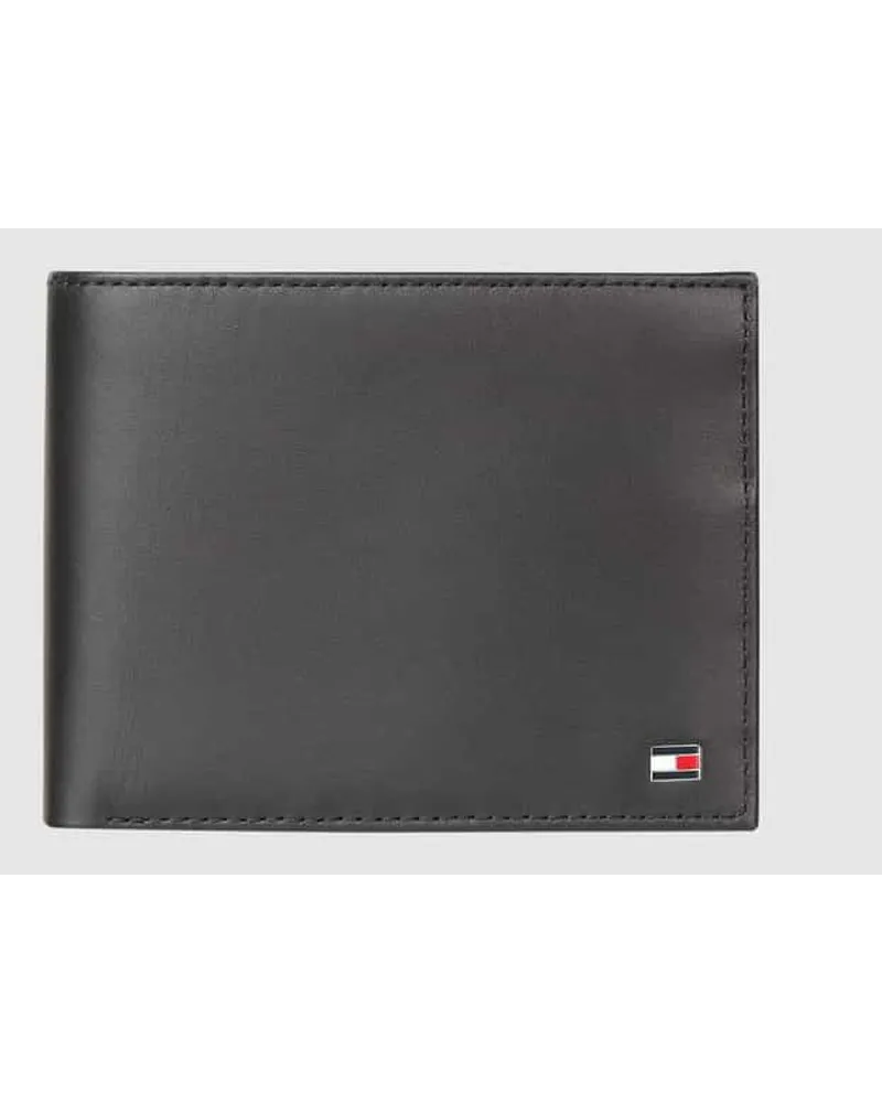 Tommy Hilfiger Geldbörse aus Leder mit Logo-Applikation Black