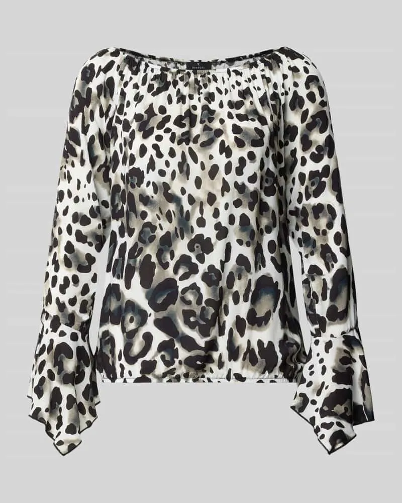 monari Blusenshirt aus Viskose im Allover-Look Dunkelbraun