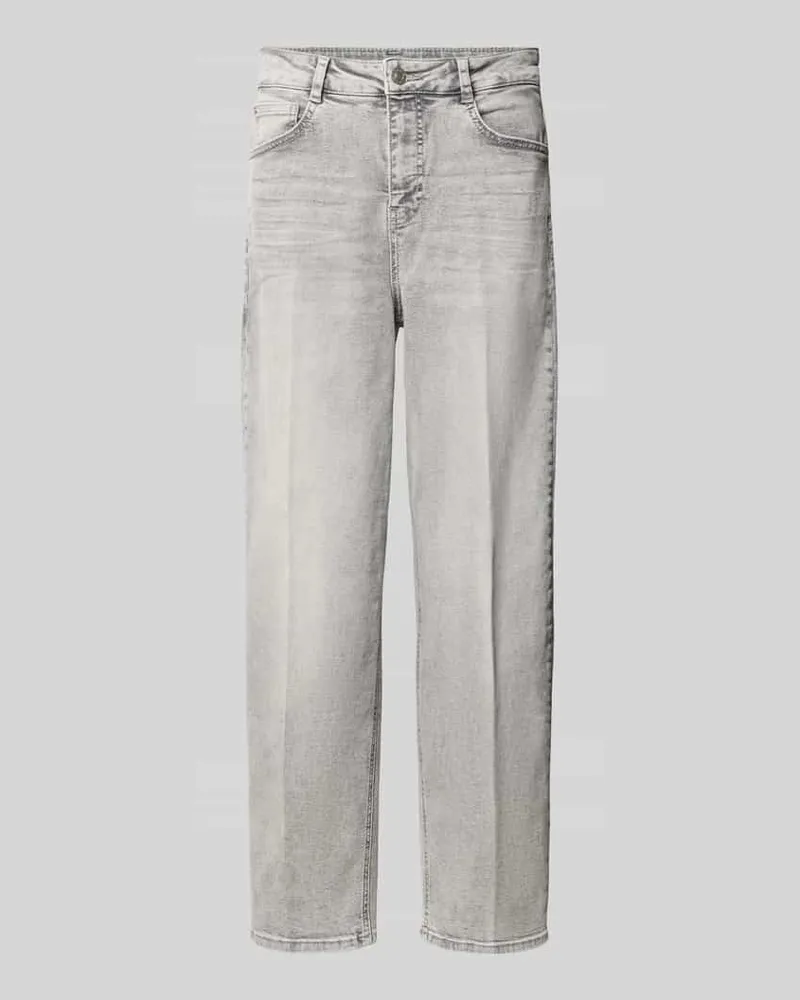 OPUS Straight Fit Jeans mit Used Waschung Modell 'Maxie Hellgrau