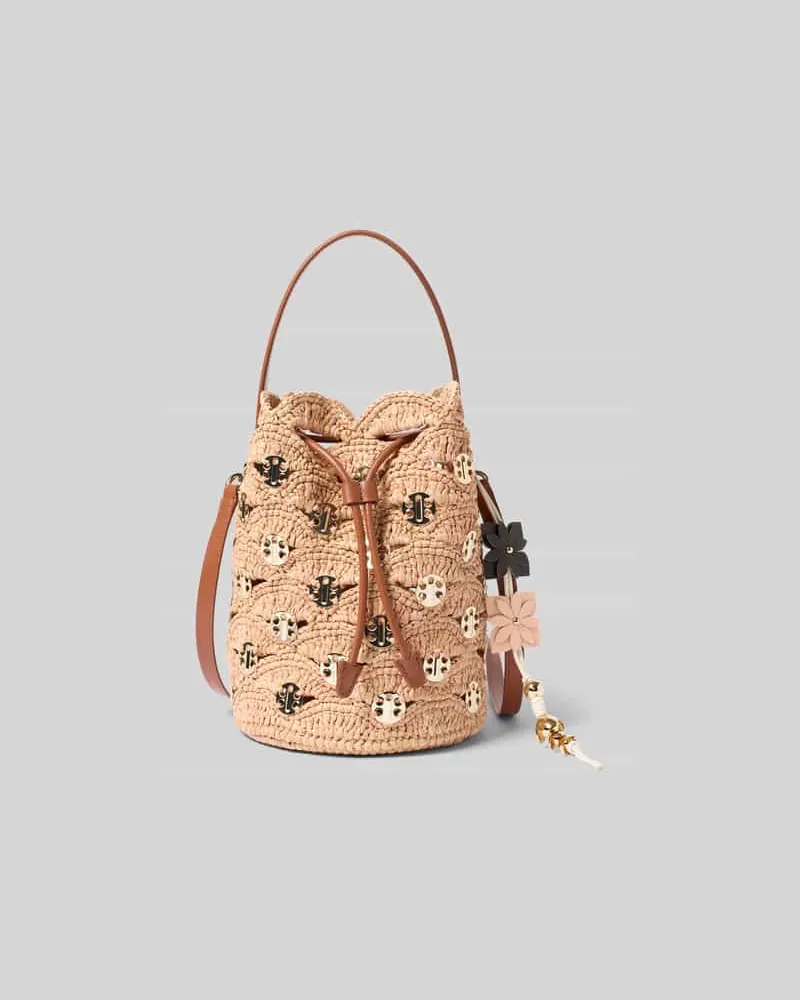 Paco Rabanne Bucket Bag in Flecht-Optik Beige