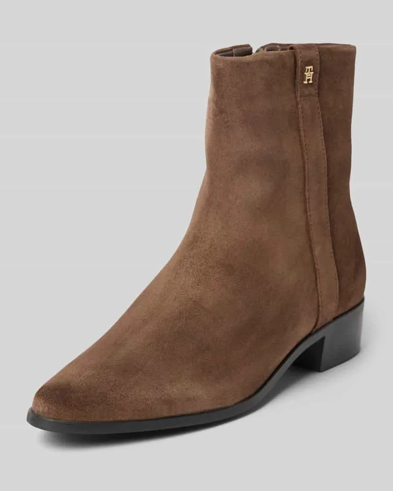 Tommy Hilfiger Stiefeletten aus Veloursleder Mittelbraun