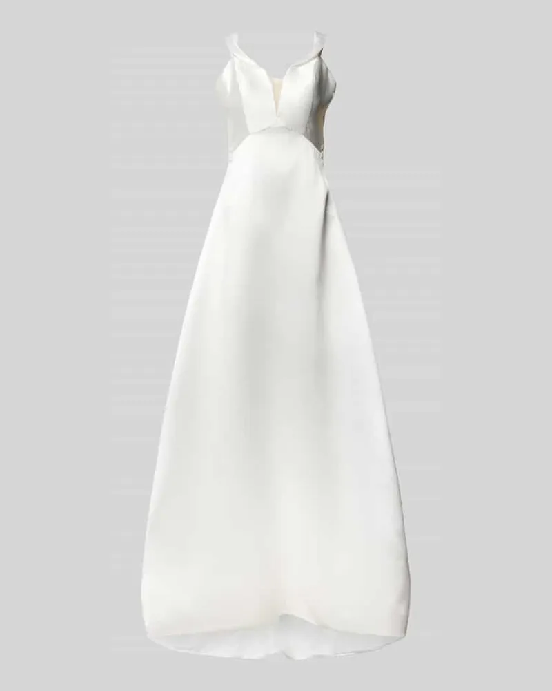 LUXUAR Brautkleid mit Spitzenbesatz Offwhite