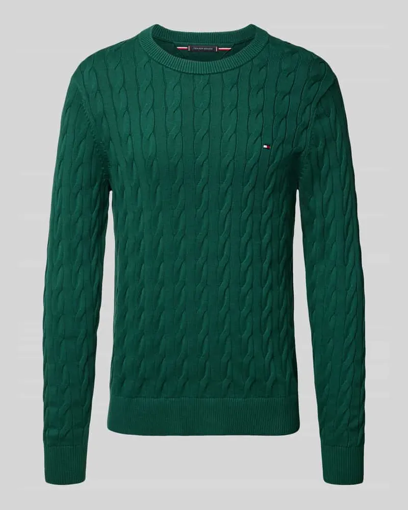 Tommy Hilfiger Regular Fit Strickpullover aus reiner Baumwolle Bottle