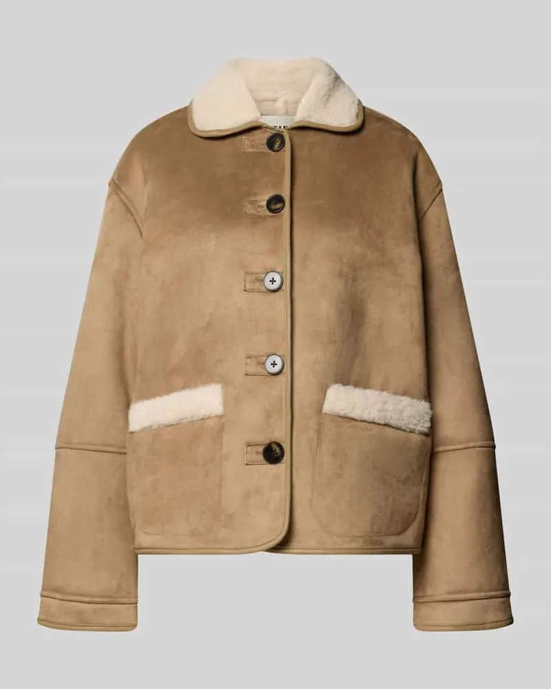 Stefanel Jacke in Leder-Optik mit Teddyfell Hellbraun