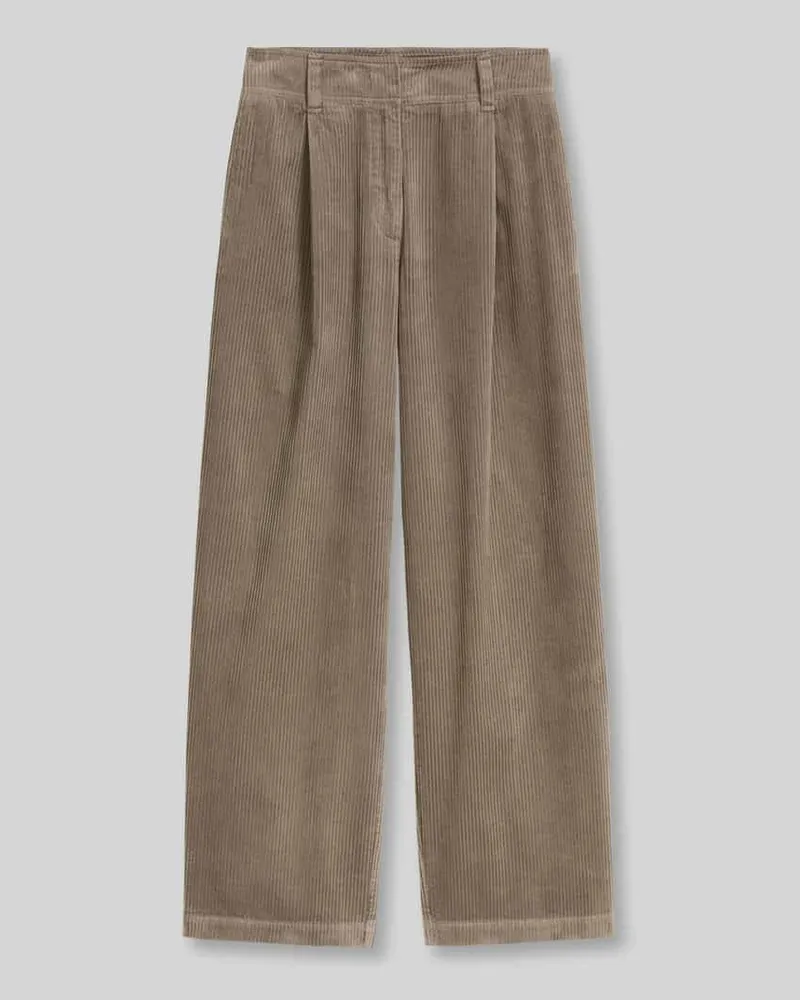 Marc O'Polo Loose Fit Cordhose aus reiner Baumwolle mit Bundfalten Taupe