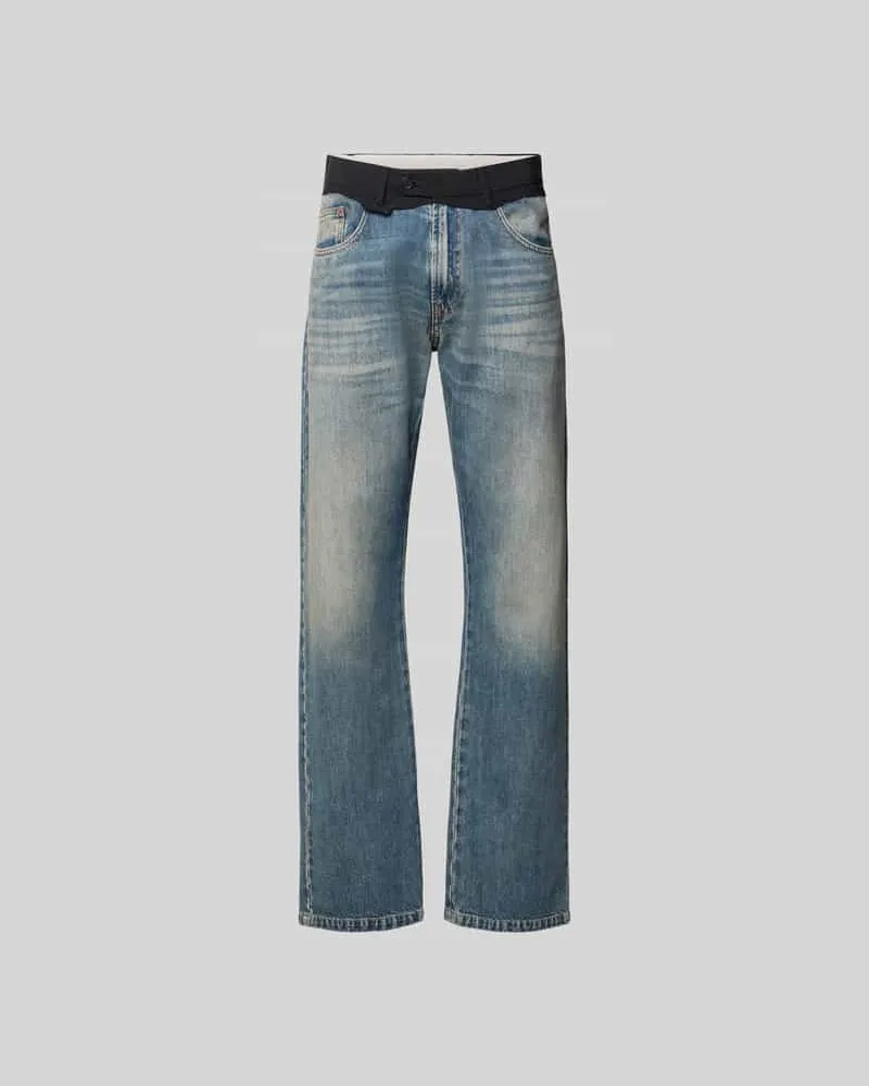 Maison Margiela Straight Fit Jeans mit kontrastivem Bund Jeansblau