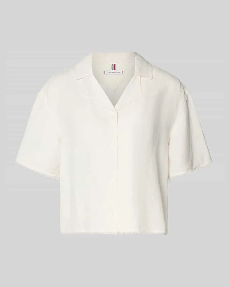 Tommy Hilfiger Boxy Fit Leinenbluse mit Viskose-Anteil Weiss