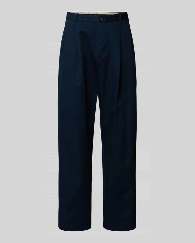 Tommy Hilfiger Wide Fit Bundfaltenhose aus reiner Baumwolle Marine