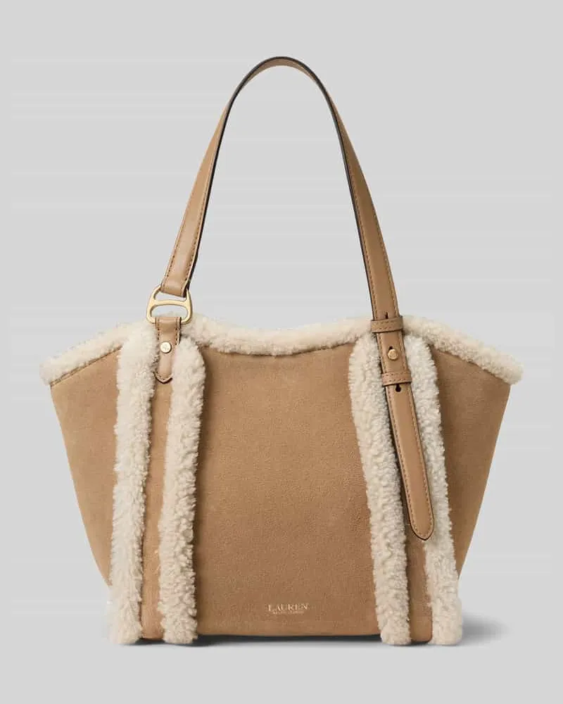 Ralph Lauren Henkeltasche mit Lammfellvelours-Details Modell 'TASHA Camel