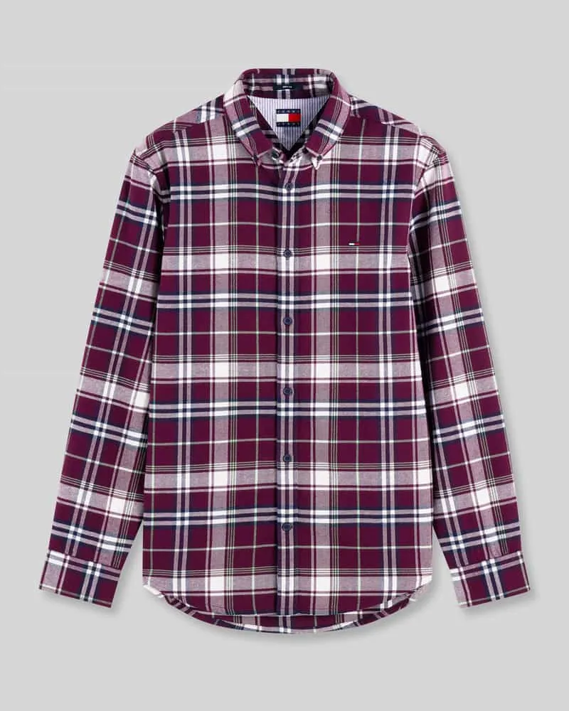 Tommy Hilfiger Regular Fit Freizeithemd mit Karomuster Bordeaux