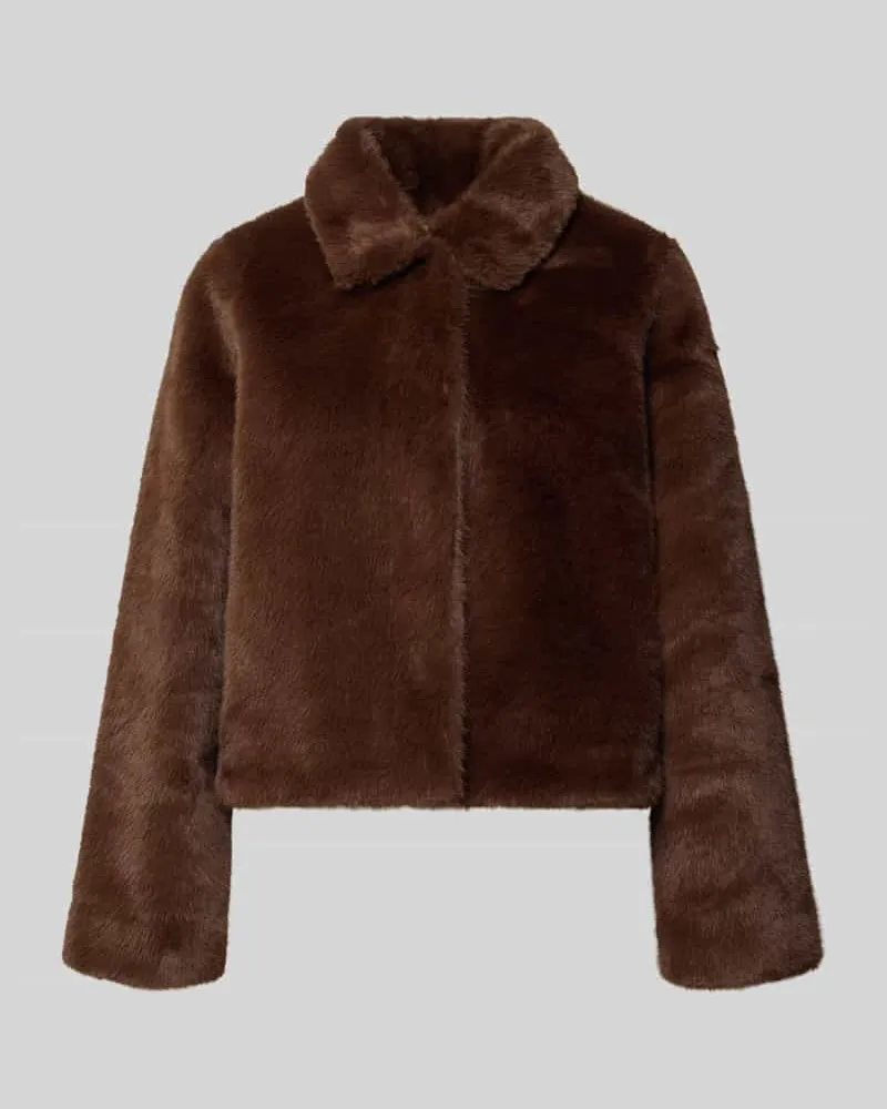 Milano Italy Jacke aus Kunstfell mit Umlegekragen Dunkelbraun