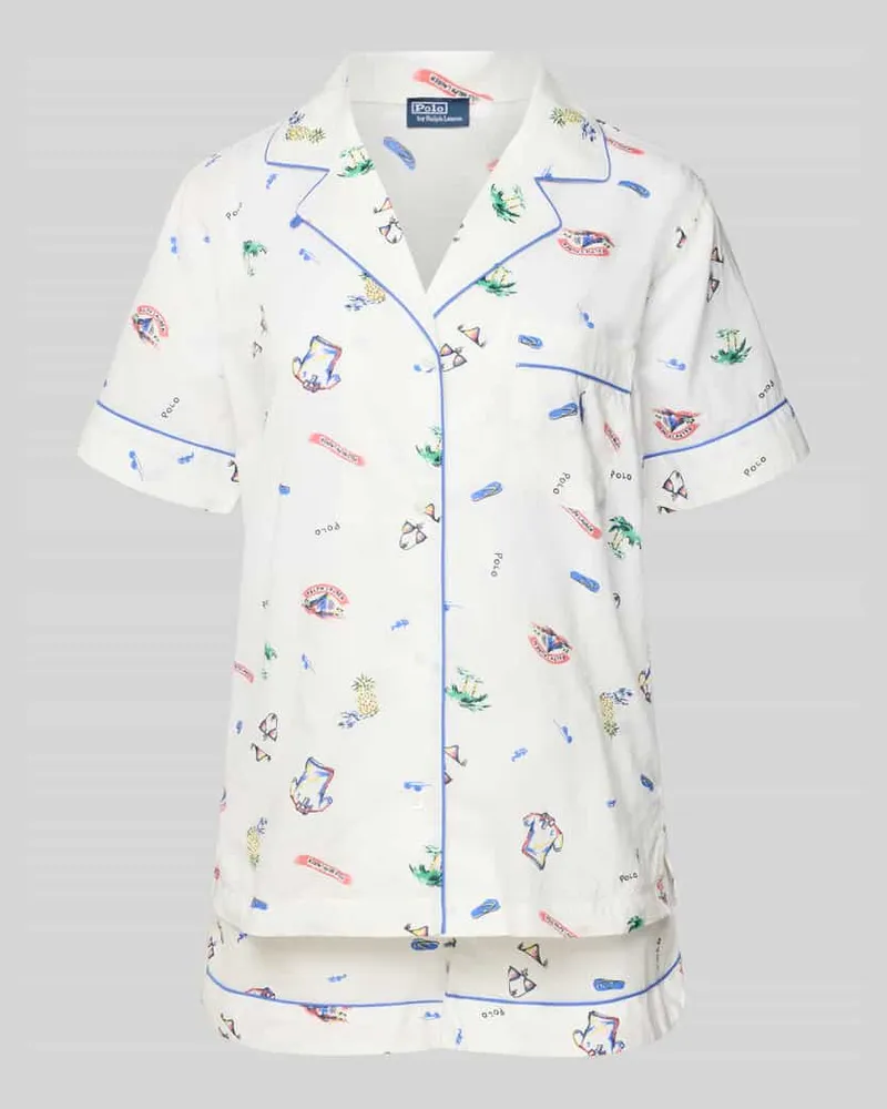 Ralph Lauren Comfort Fit Pyjamal aus reiner Baumwolle Offwhite