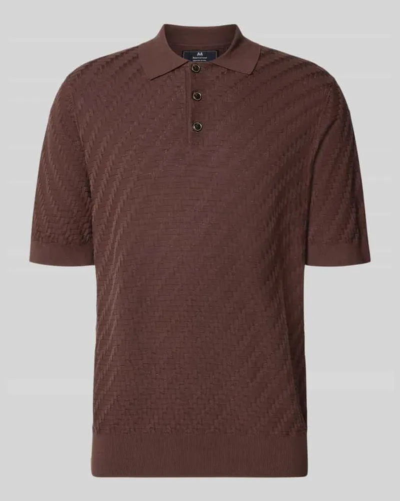 Matinique Regular Fit Poloshirt aus reiner Baumwolle in Strick-Optik Dunkelbraun