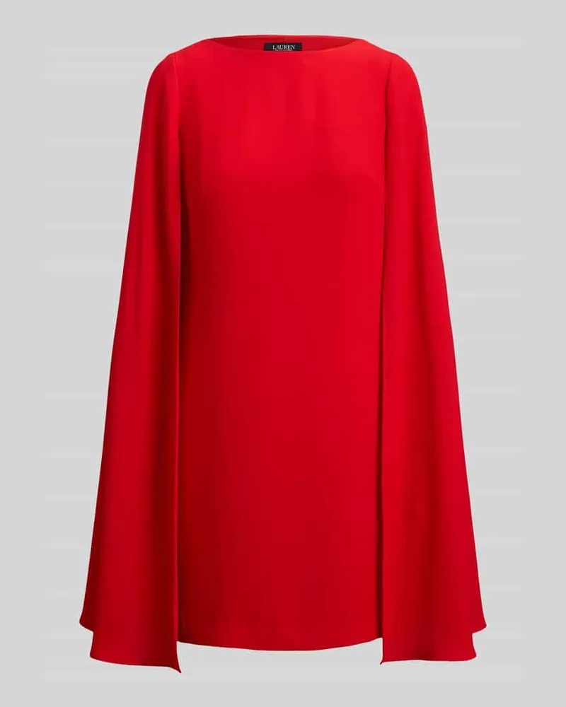 Ralph Lauren Eng anliegendes Cocktailkleid mit integriertem Cape Rot
