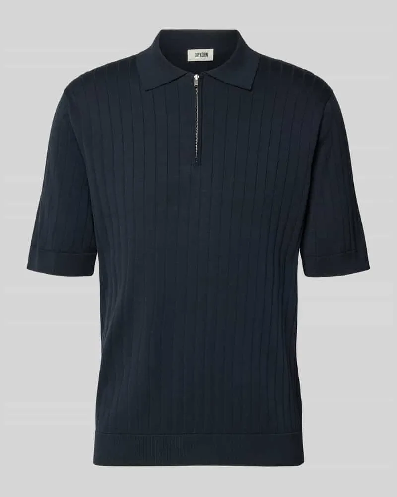 Drykorn Regular Fit Poloshirt mit kurzem Reißverschluss Marine