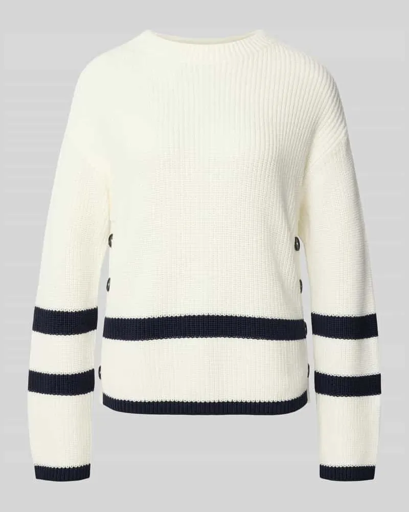 Oui  Strickpullover mit Rundhalsausschnitt Modell 'VINIAH Weiss