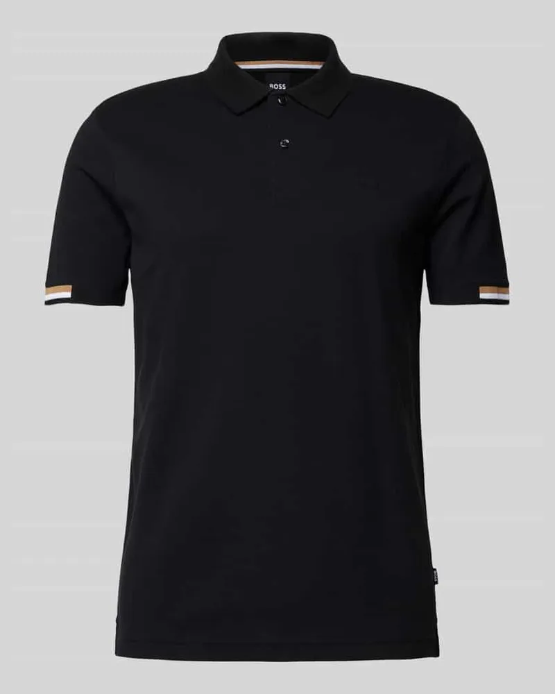 HUGO BOSS Poloshirt mit Label-Print Modell 'Parlay Black