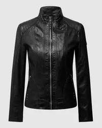 CABRINI Lederjacke mit variablem Stehkragen Black