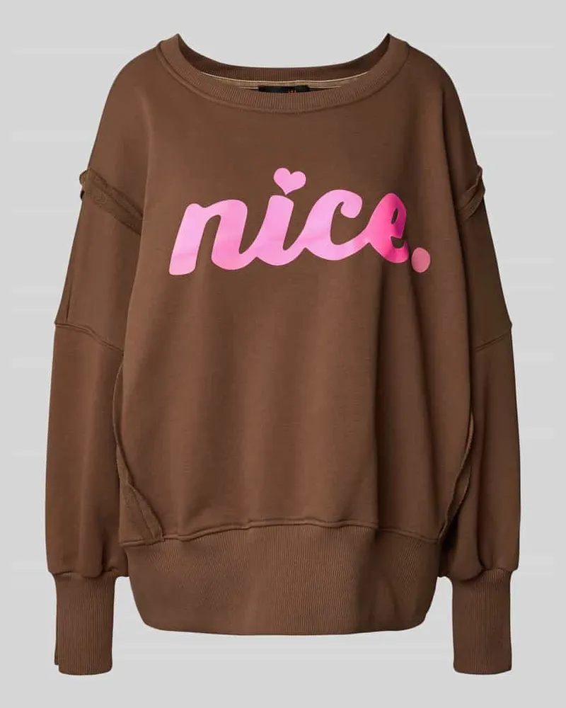 Miss Goodlife Sweatshirt mit Statement-Print und Rundhalsausschnitt Schoko