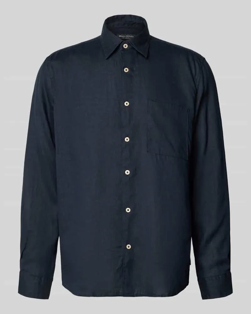 Marc O'Polo Regular Fit Freizeithemd aus reinem Leinen Dunkelblau