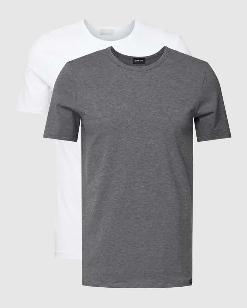 Hanro T-Shirt mit Label-Detail im 2er-Pack Modell 'Cotton Essentials Dunkelgrau